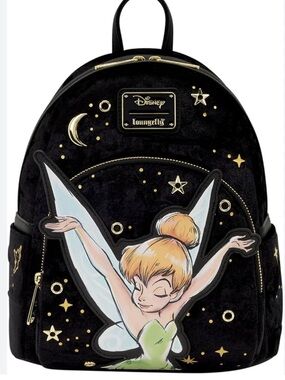 Loungefly Tinker Bell, Pixie Dust  Blk Velvet Mini Backpack New!
